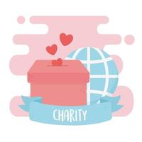 voluntariado, ajude caridade corações caindo amor no mundo da caixa vetor