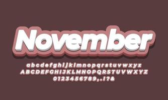texto do mês de novembro 3d design rosa vetor
