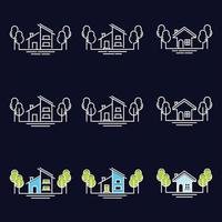coleção de conjunto de ícones de casa, usada para propriedade e meio ambiente. vetor