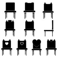 cadeiras conjunto ícones cor preta vetor