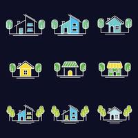 coleção de conjunto de ícones de casa, usada para propriedade e meio ambiente. vetor