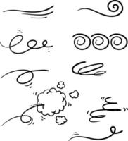 coleção de estilo desenhado à mão de vetor de ilustração de vento doodle