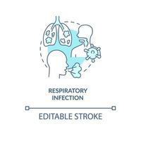 ícone de conceito azul de infecção respiratória. ilustração de linha fina de ideia abstrata fator de risco de pneumonia. doença pulmonar crônica. causados por vírus. desenho de cor de contorno isolado de vetor. traço editável vetor