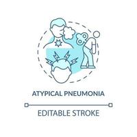 ícone de conceito azul de pneumonia atípica. tipo de inflamação pulmonar ilustração de linha fina idéia abstrata. fadiga e tosse. pneumonia atípica. desenho de cor de contorno isolado de vetor. traço editável vetor