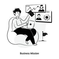 funcionários com conceito de roda dentada de missão empresarial, ilustração desenhada à mão vetor
