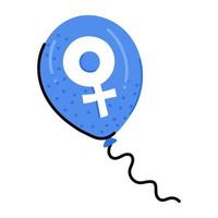 balão com sinal de gênero feminino, ícone plano de balão de gênero vetor