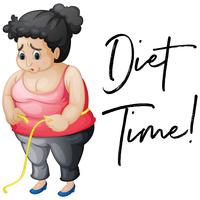 Menina com excesso de peso, com tempo de dieta de frase vetor
