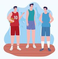 três personagens de atletas atletas vetor