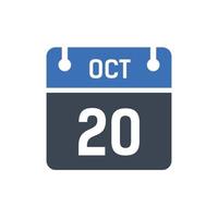 20 de outubro data do calendário do mês vetor