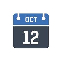 12 de outubro data do calendário do mês vetor