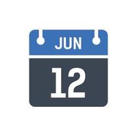 ícone de data do calendário de 12 de junho vetor