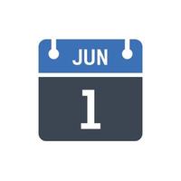 ícone de calendário de 1º de junho, ícone de data vetor