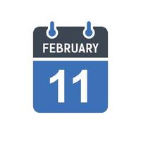 ícone de data do calendário de 11 de fevereiro vetor