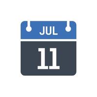 ícone de data do calendário de 11 de julho vetor