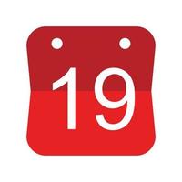 ícone de data de 19 eventos, ícone de data do calendário vetor