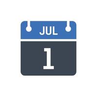 ícone de data do calendário de 1º de julho vetor