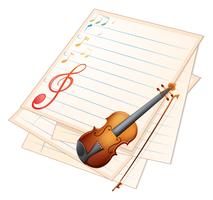 Um papel vazio com um violino e notas musicais vetor