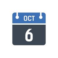6 de outubro data do calendário do mês vetor