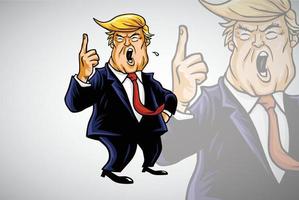 Donald Trump gritando que você está demitido. ilustração de desenho vetorial de caricatura dos desenhos animados vetor