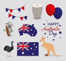 oito ícones do dia da austrália vetor