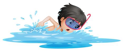 Um menino nadando vetor