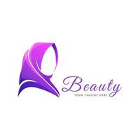 logotipo de hijab muçulmano de beleza vetor