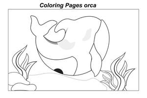 colorindo páginas. animais selvagens marinhos. orca bebê fofo debaixo d'água. ilustração em estilo cartoon para um livro de colorir vetor