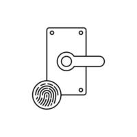 ícone de fechadura de porta de impressão digital biométrica vetor