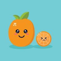 ilustração de personagem de fruta laranja fofa vetor