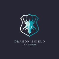 design de modelo de logotipo seguro de cabeça de escudo de dragão para marca ou empresa e outros vetor