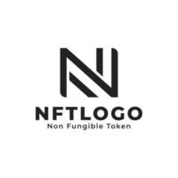 modelo de vetor de design de logotipo de monograma nft, token não fungível, blockchain, criptografia, criptomoeda, bitcoin, ativo de arte digital