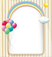 Um modelo vazio com um arco-íris e balões vetor