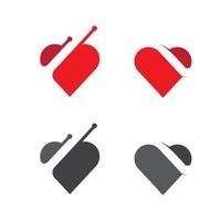 logotipo do coração e design de ilustração vetorial de amor dia dos namorados vetor