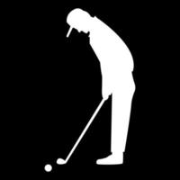 estilo plano de imagem de ilustração vetorial de cor branca de ícone de jogador de golfe vetor