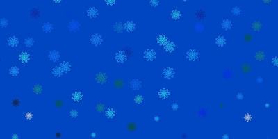 padrão de doodle de vetor azul e verde claro com flores.