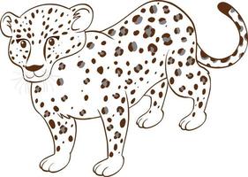 leopardo em estilo simples doodle em fundo branco vetor