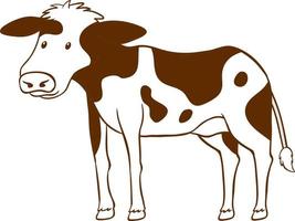 vaca em estilo simples doodle no fundo branco vetor