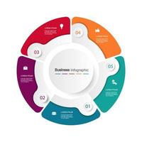 infográfico de negócios de cinco círculos vetor