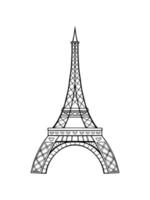 Torre Eiffel de vetor isolada em um fundo branco. desenho à mão.