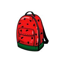 mochila colorida com estampa de melancia em um fundo isolado. desenho à mão. vetor. vetor