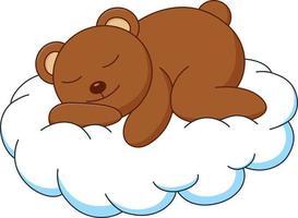 urso pardo bonito dos desenhos animados dormindo na nuvem. ilustração vetorial vetor