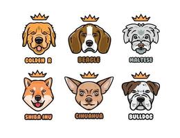 ilustrações de várias raças de cães para logotipos e fundos de qualidade premium vetor