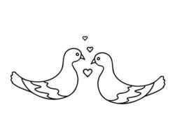 pombos. conceito de amor com dois pombos. ilustração para impressão, fundos, capas, embalagens, cartões, cartazes, adesivos, design têxtil e sazonal. isolado no fundo branco. vetor