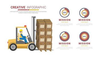 infográficos de uma logística industrial, armazém de empilhadeira, modelo pronto. vetor