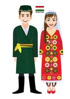 casal de personagens de desenhos animados no vetor de traje tradicional do tajiquistão