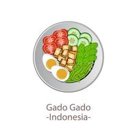 vista superior da comida popular da asean nacional, gado gado vetor