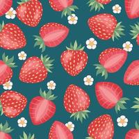 padrão de morangos, padrão vetorial sem costura colorida com bagas de verão desenhadas à mão, frutas rosa e vermelhas, boas como impressão em tecido, ilustrações coloridas de desenhos animados vetor