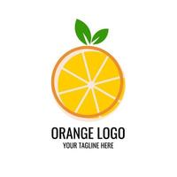 modelo de logotipo laranja fresco. desenho vetorial de frutas frescas. logotipo da barra de suco vetor