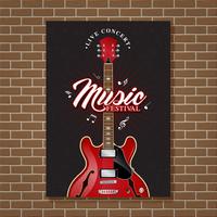 Guitarra jazz música festival cartaz design modelo vector illustration
