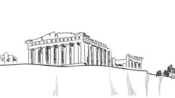 Viajar fundo da Grécia. Edifício famoso do marco da cidade de Atenas. vetor